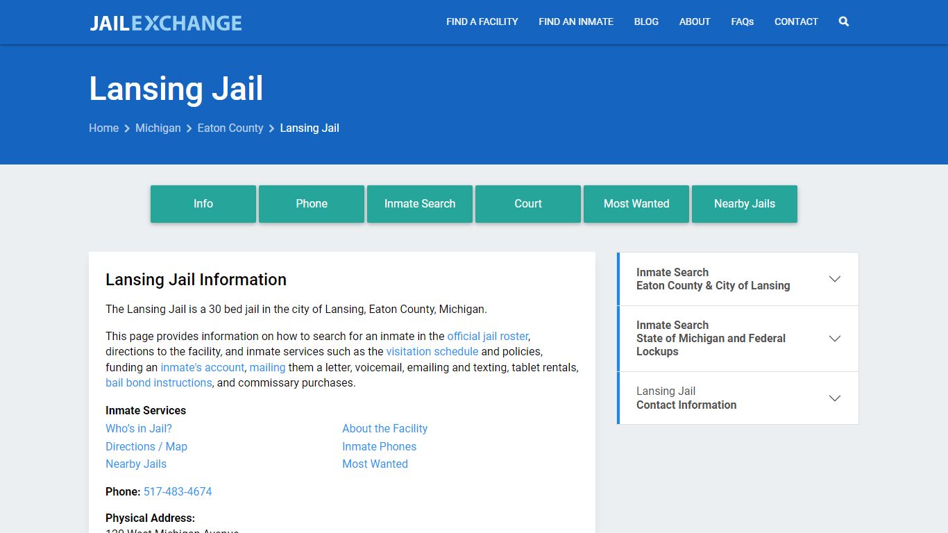 Lansing Jail, MI Inmate Search, Information - Jail Exchange